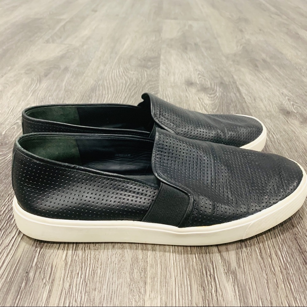 Vince Black Perforated Leather Blair Sneaker Shoes